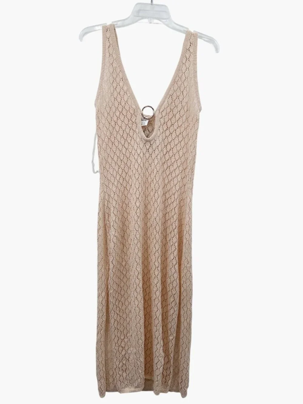NEW Shade & Shore Crochet Ring Front Midi Dress Cover Up - Cream - Medium